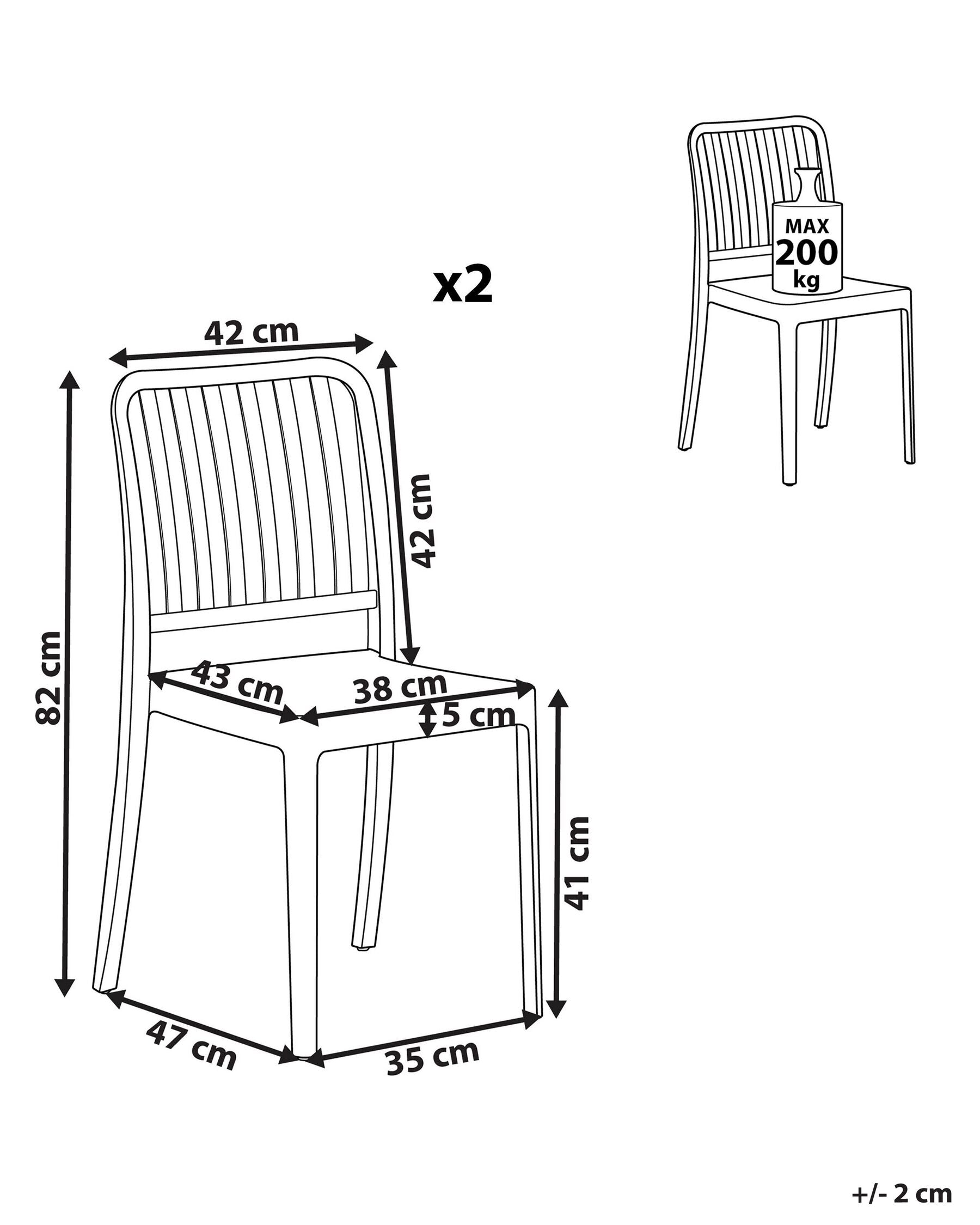 Set of 2 Garden Chairs SERSALE Synthetic Material Blue