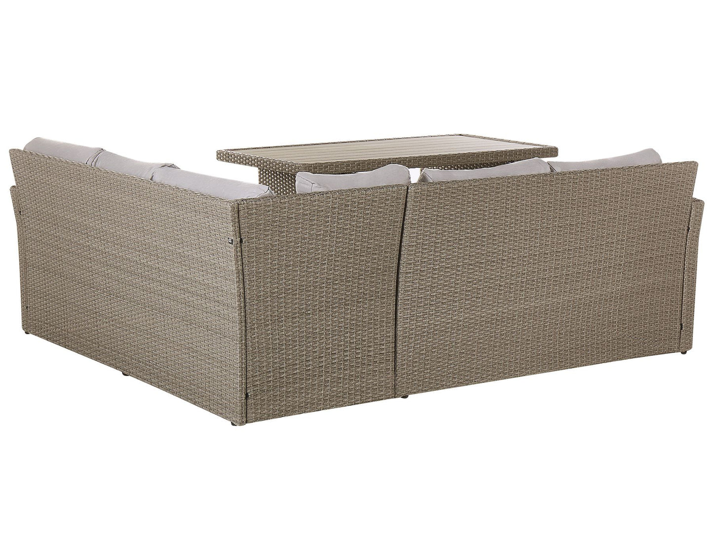 Garden Lounge Set with Table and Ottoman 5 Seater BARDI with Cushions PE Rattan Taupe