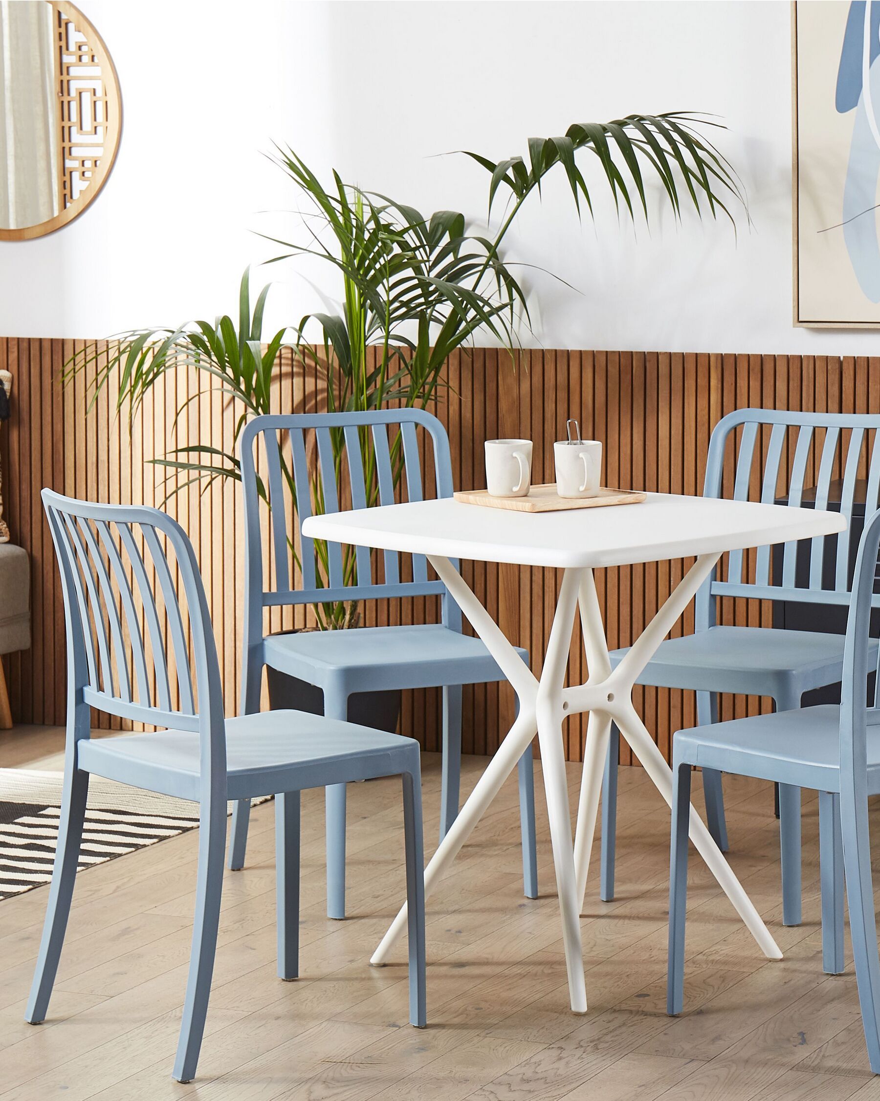 Set of 4 Garden Chairs SERSALE Synthetic Material Blue