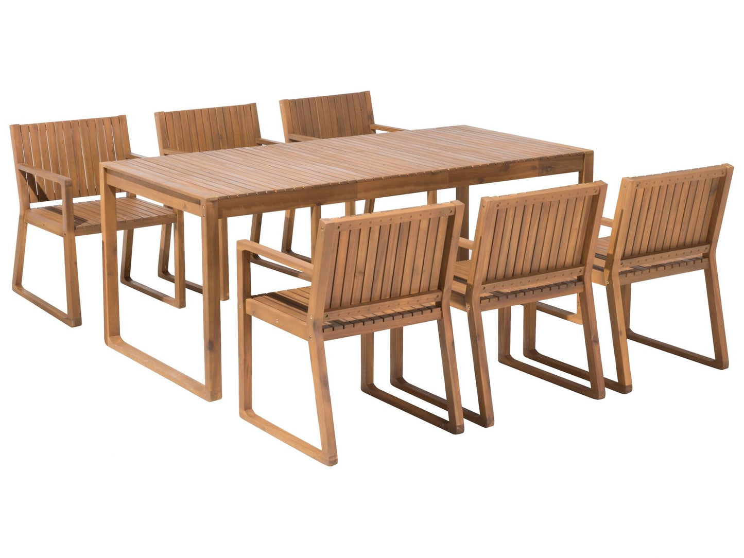 Garden Dining Set 6 Seater SASSARI Acacia Wood Brown