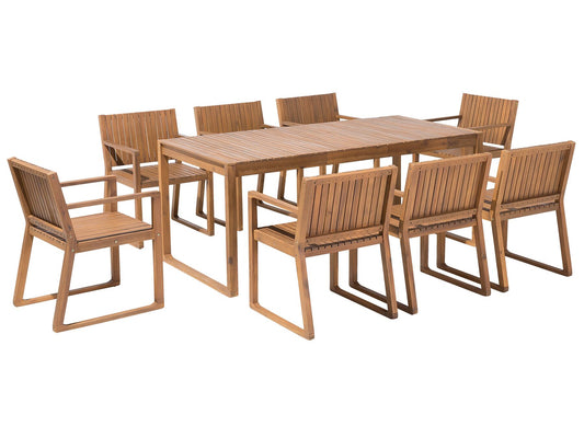 Garden Dining Set 8 Seater SASSARI Acacia Wood Brown