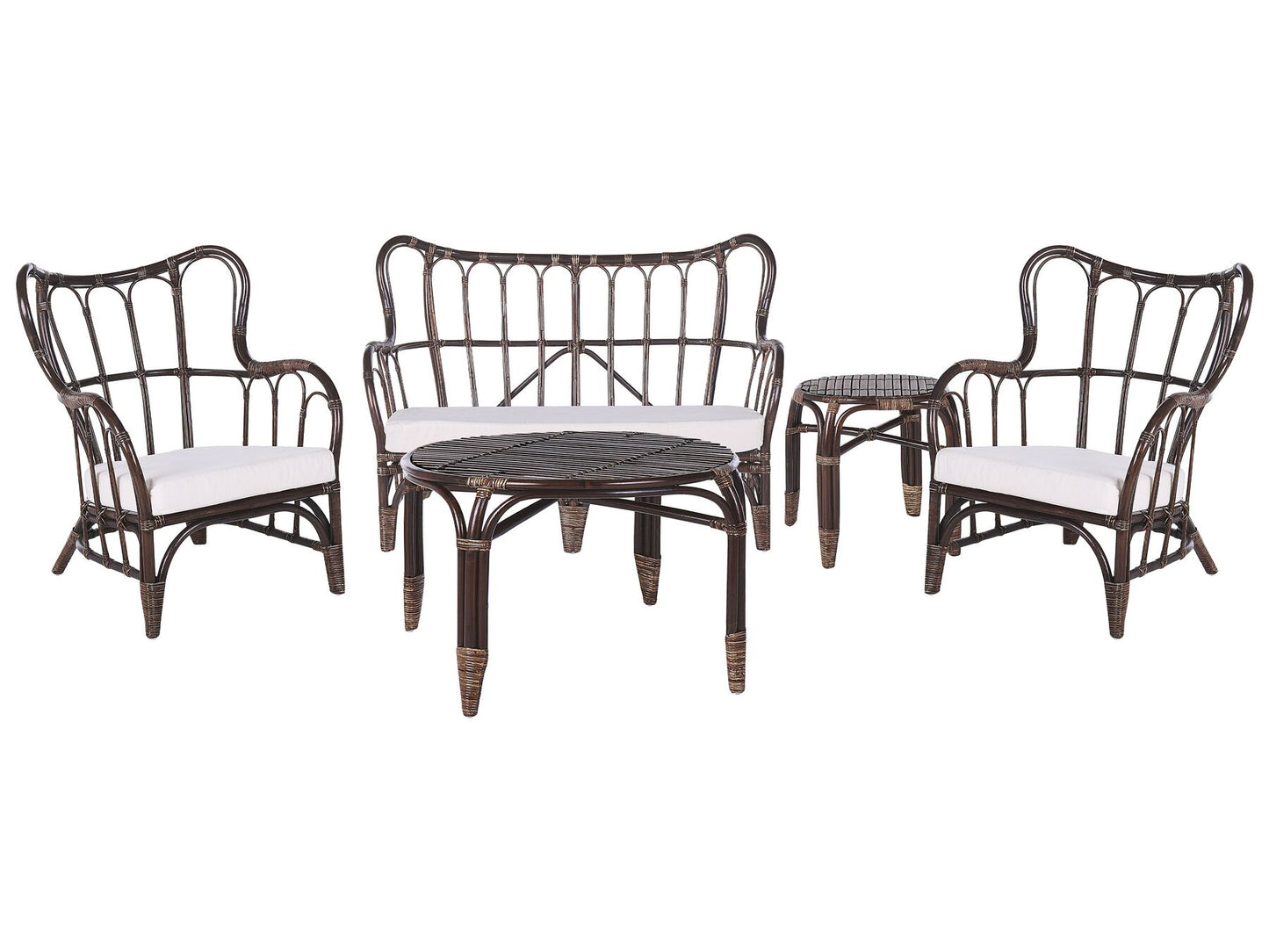 Garden Lounge Set with Table 4 Seater BRINDISI Rattan Dark Brown