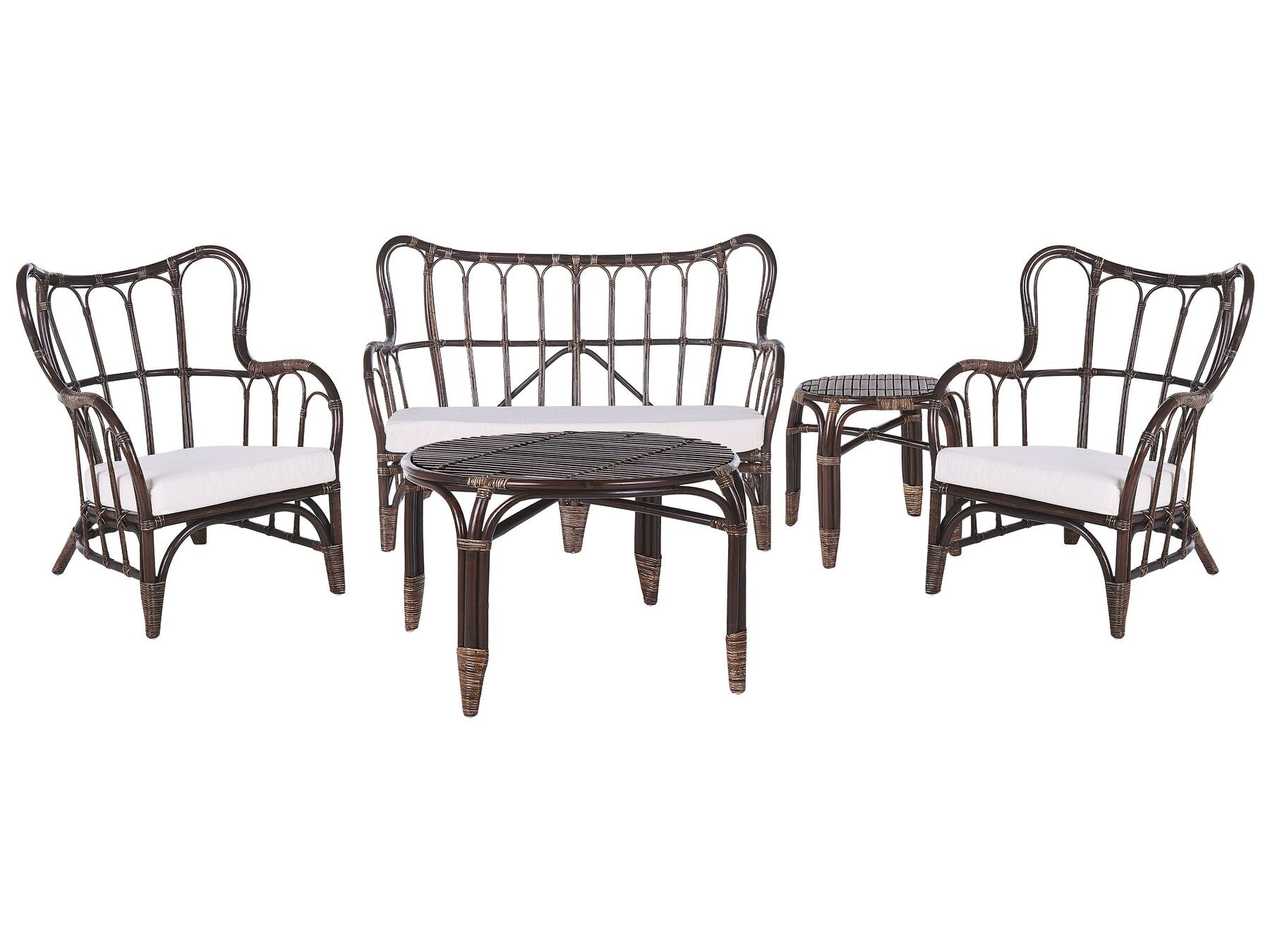 Garden Lounge Set with Table 4 Seater BRINDISI Rattan Dark Brown
