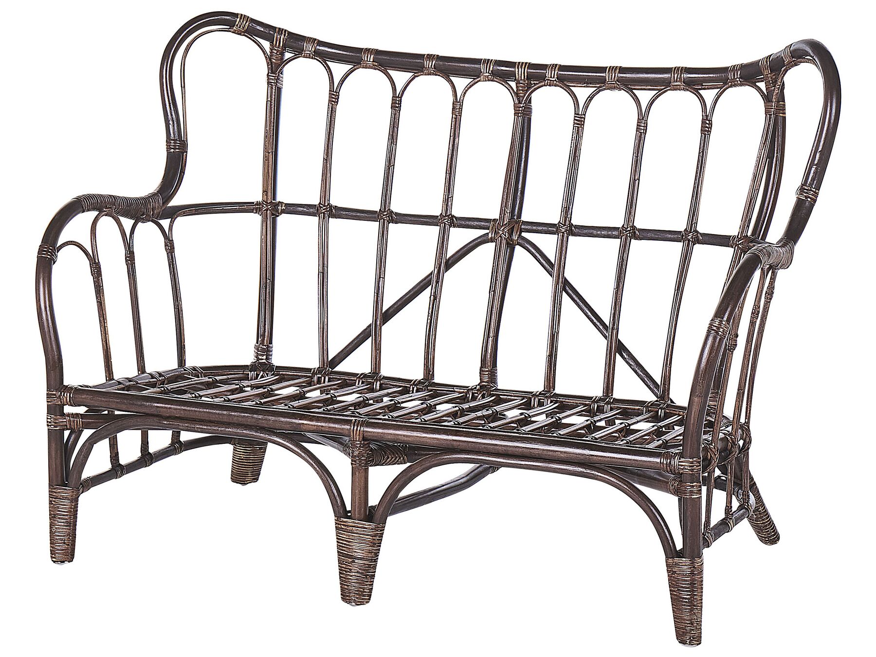 Garden Lounge Set with Table 4 Seater BRINDISI Rattan Dark Brown