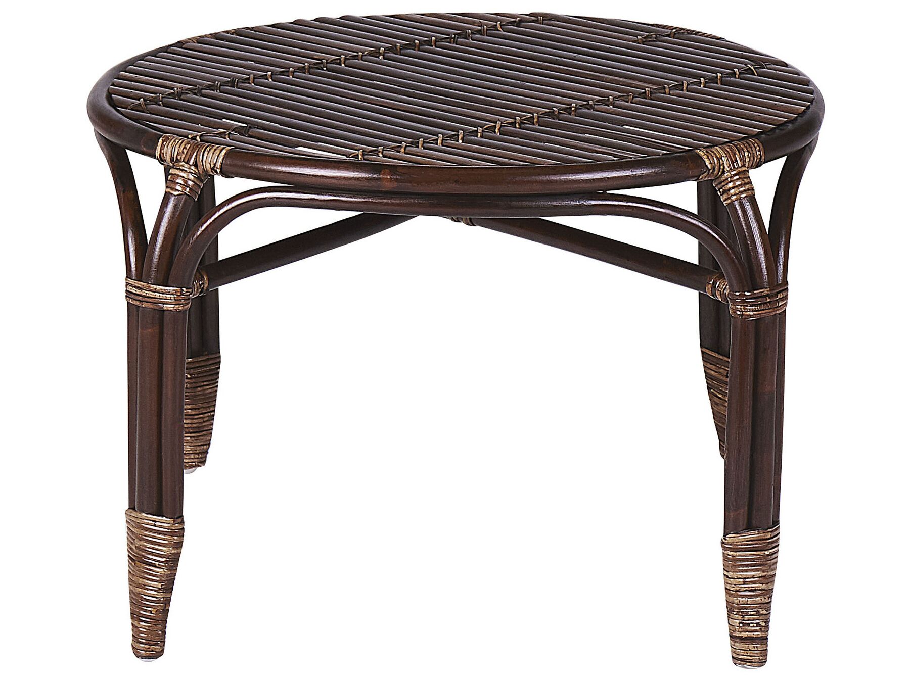 Garden Lounge Set with Table 4 Seater BRINDISI Rattan Dark Brown