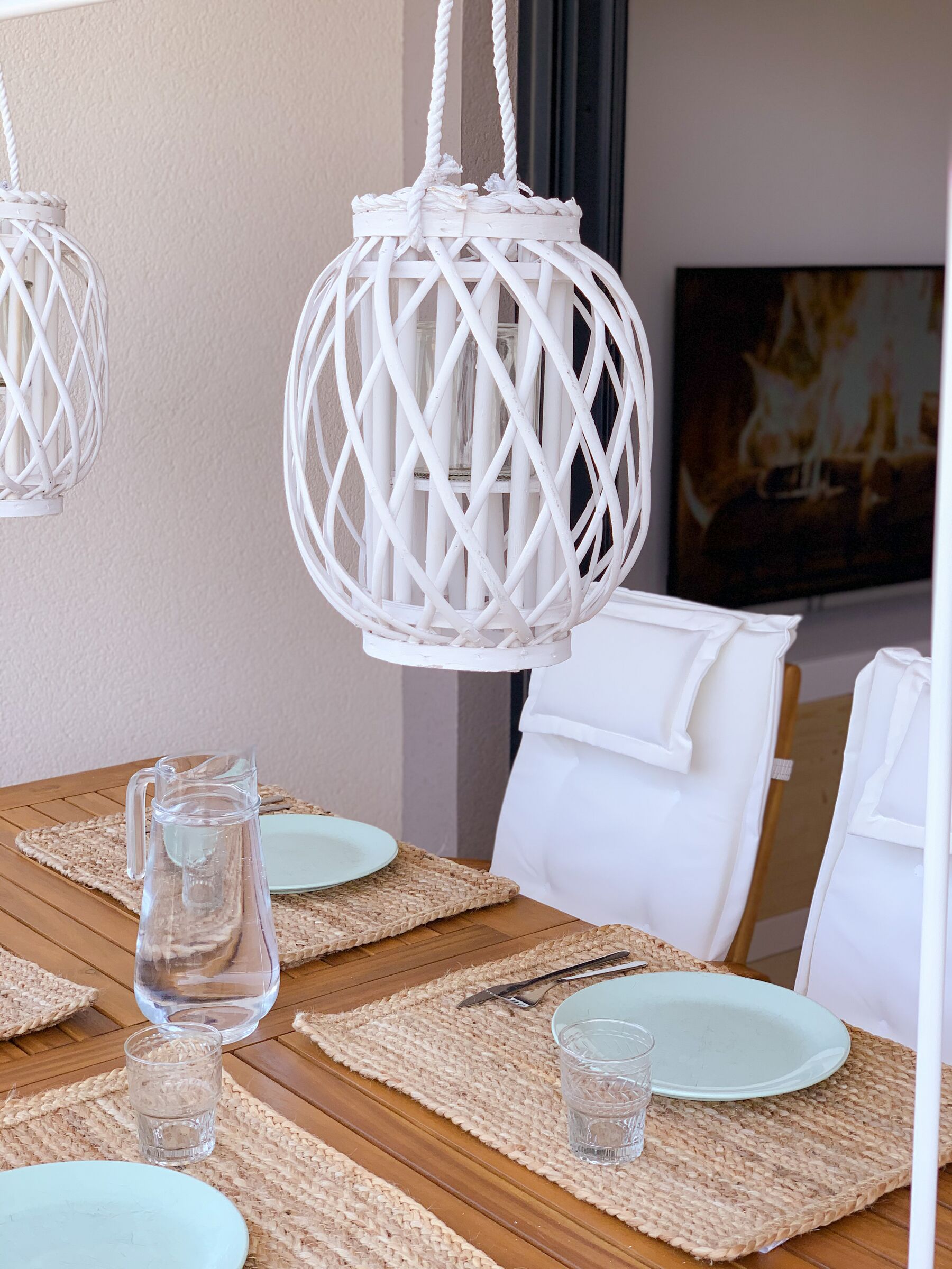 Set of 2 Garden Chairs with Cushions MAUI Acacia Wood Off-White