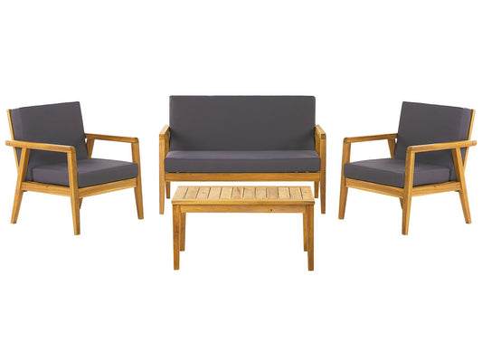 Garden Lounge Set with Table 4 Seater PALLANO Acacia Wood Dark Grey