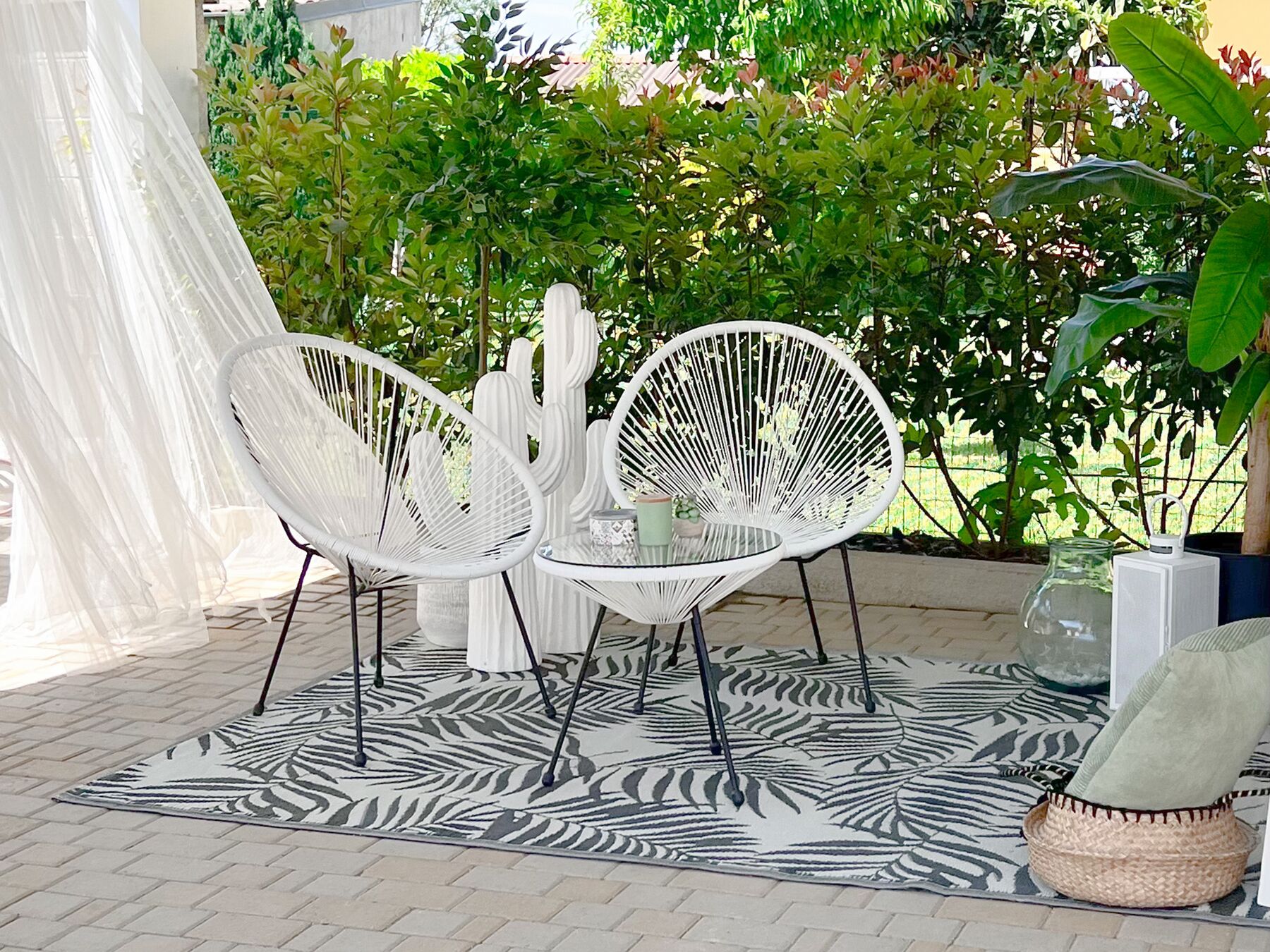 Bistro Set ACAPULCO II PE Rattan White