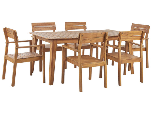 Garden Dining Set 6 Seater FORNELLI Acacia Wood Brown