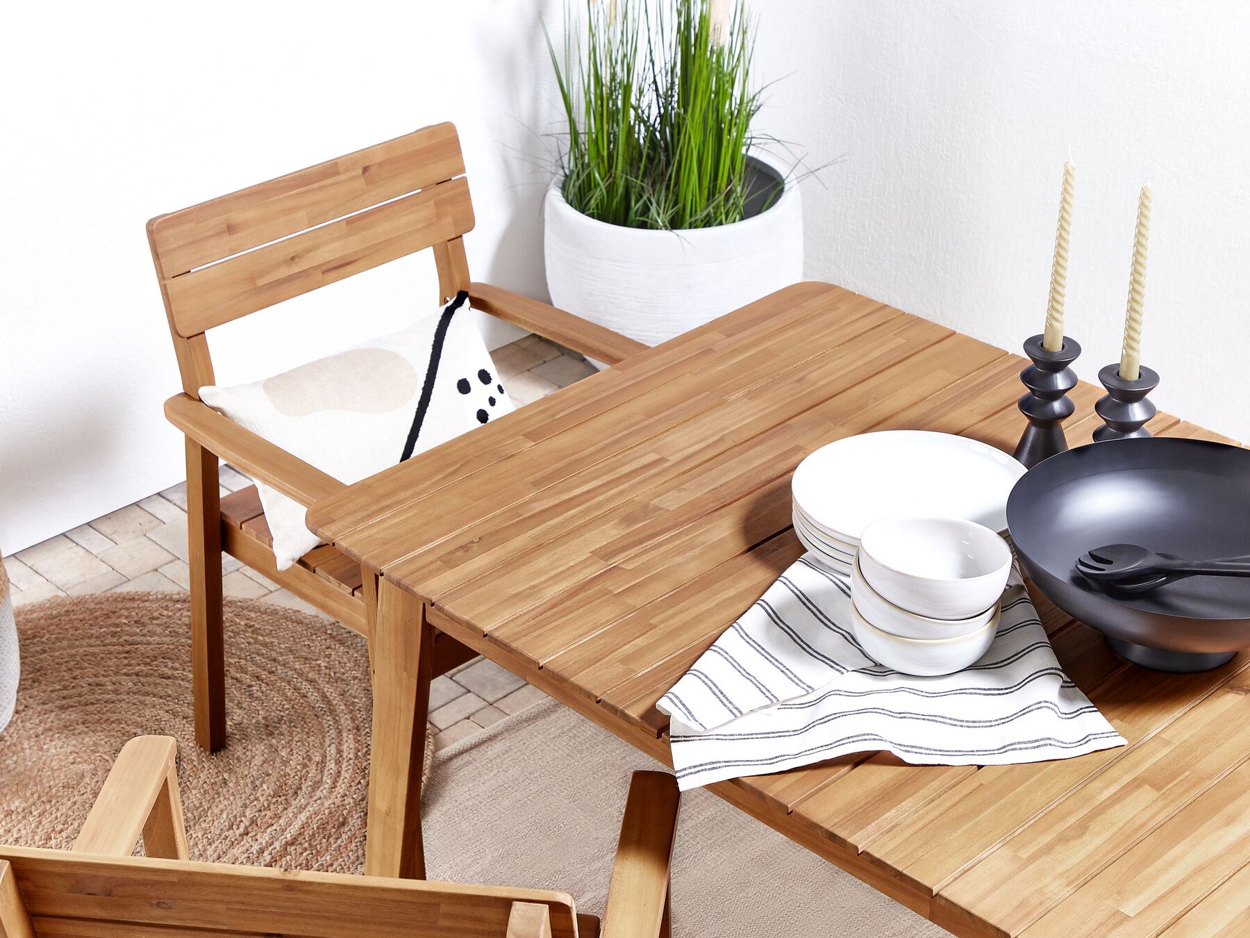 Garden Dining Set 6 Seater FORNELLI Acacia Wood Brown