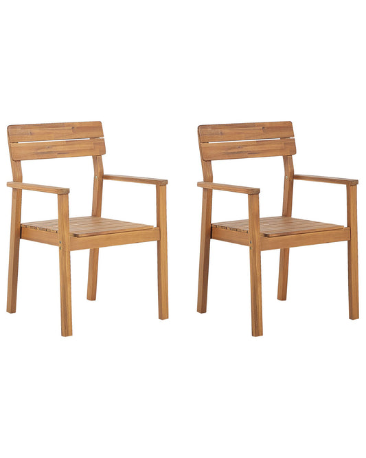 Set of 2 Garden Chairs FORNELLI Acacia Wood Brown