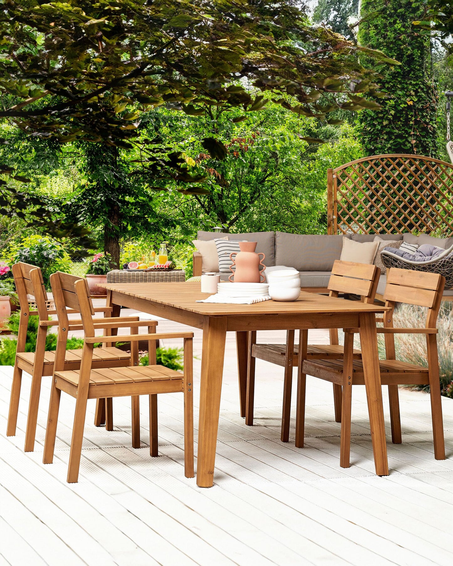 Set of 4 Garden Chairs FORNELLI Acacia Wood Brown
