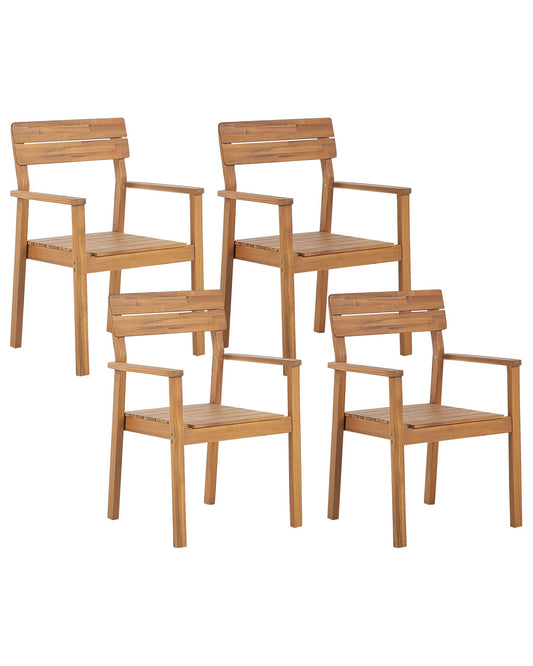 Set of 4 Garden Chairs FORNELLI Acacia Wood Brown