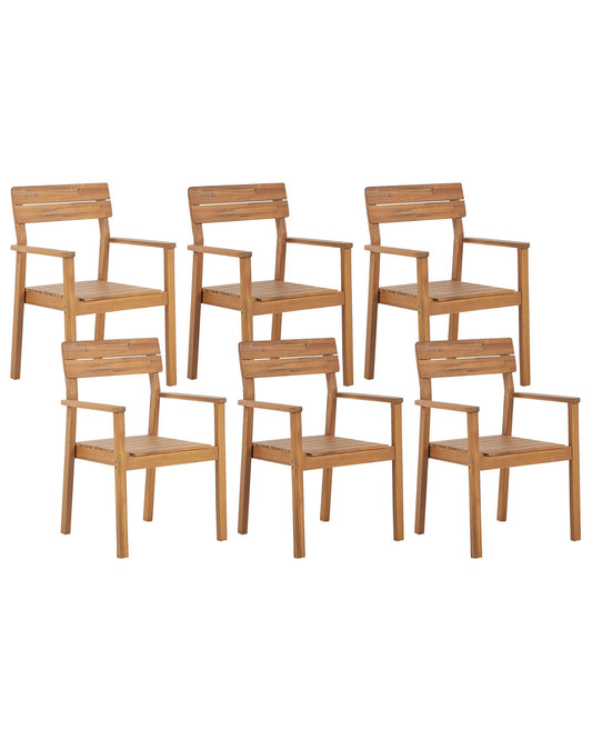 Set of 6 Garden Chairs FORNELLI Acacia Wood Brown