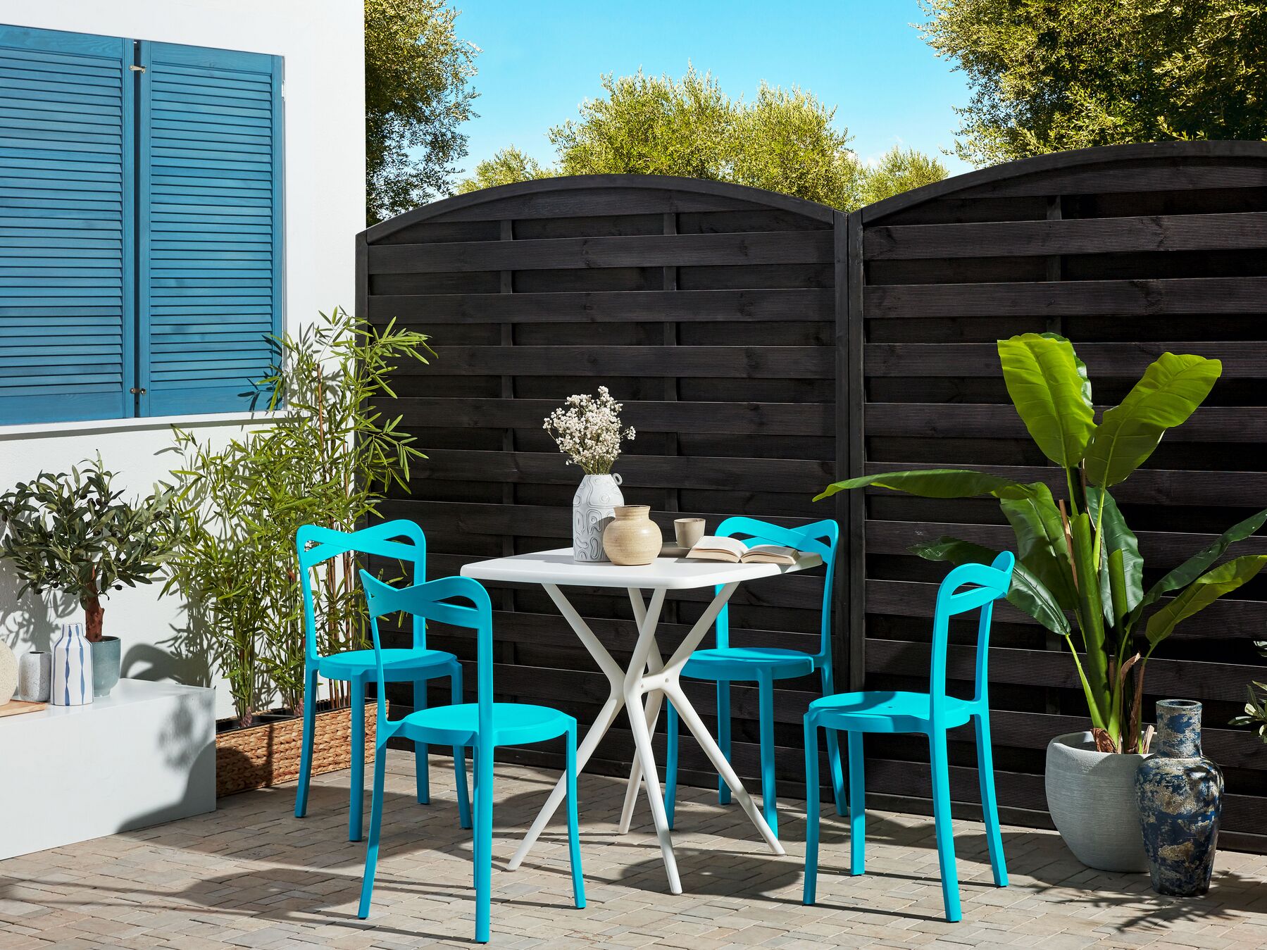 Garden Dining Set 4 Seater SERSALE/CAMOGLI Turquoise
