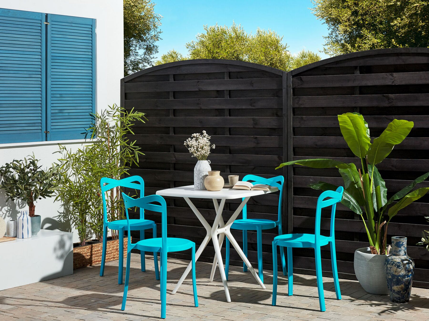 Set of 4 Garden Chairs CAMOGLI Turquoise