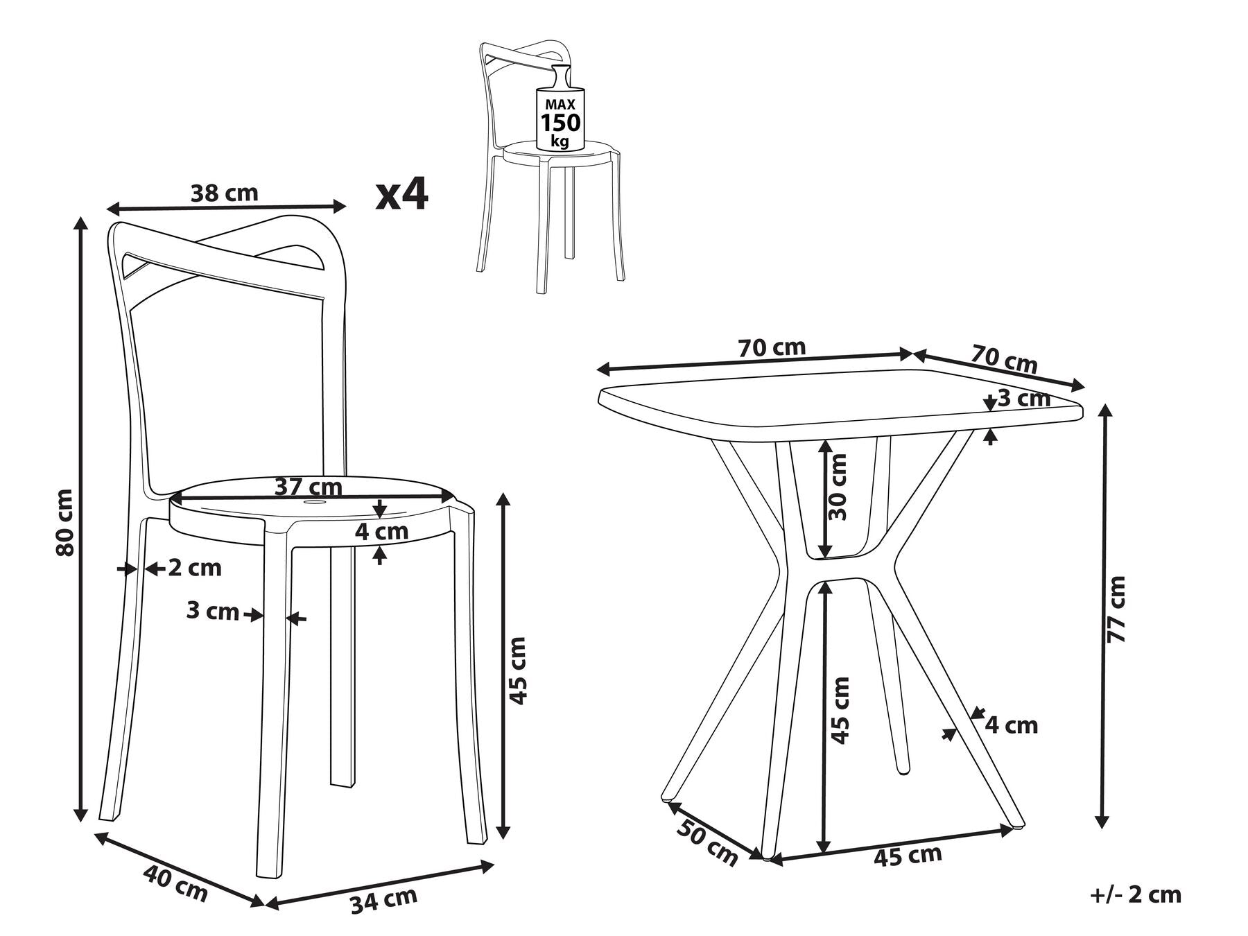 Garden Dining Set 4 Seater SERSALE/CAMOGLI Turquoise
