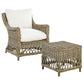 Garden Armchair with Footstool Rattan Natural