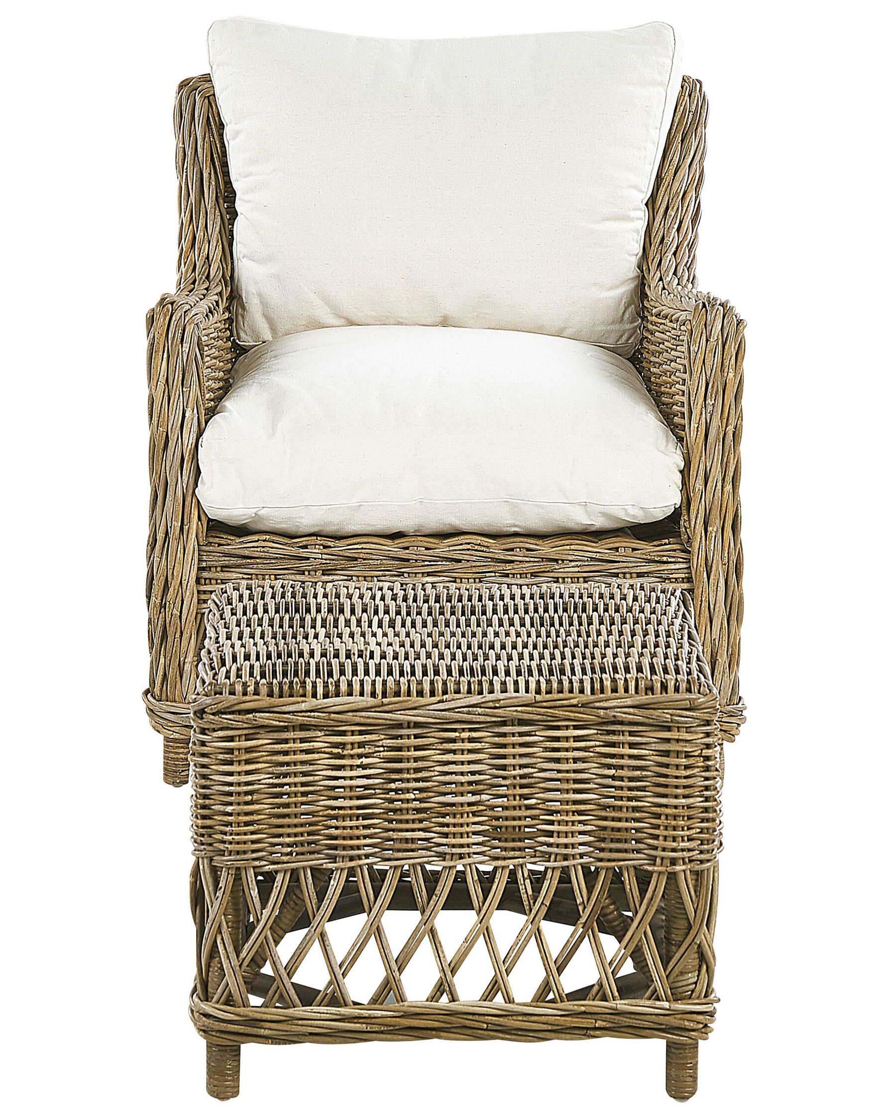 Garden Armchair with Footstool Rattan Natural