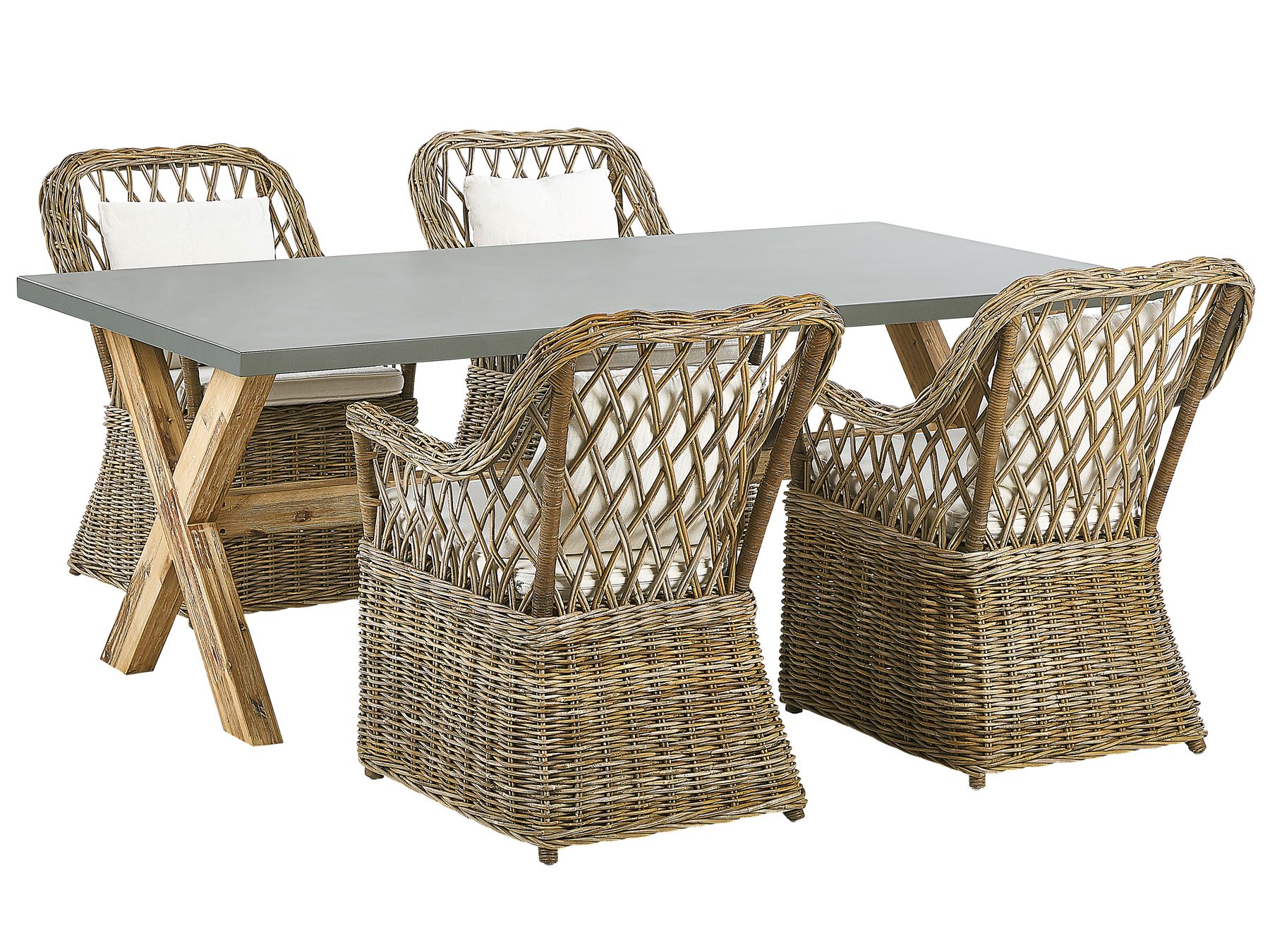 Garden Dining Set 4 Seater MAROS/OLBIA with Cushions Concrete Light Brown