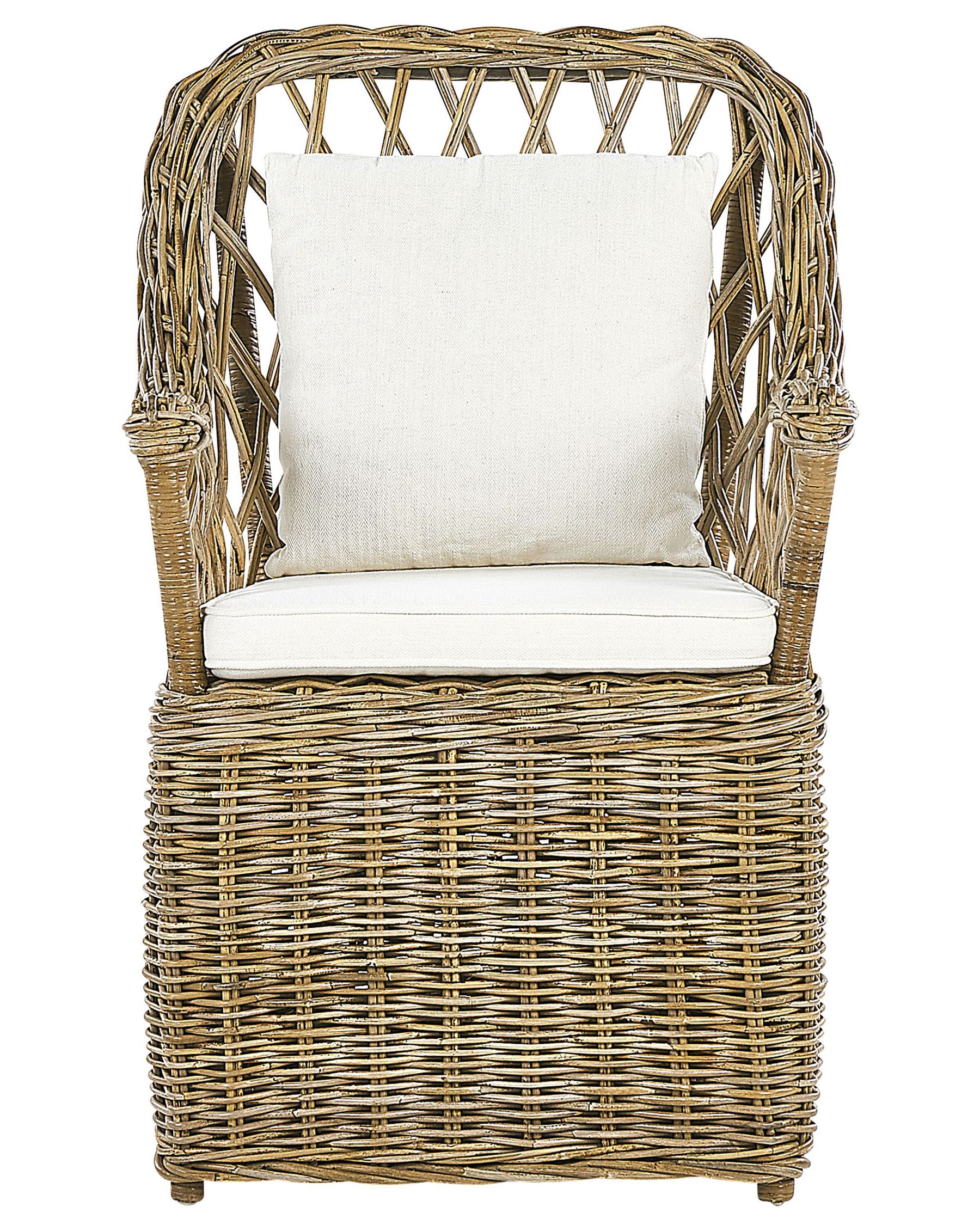 Set of 2 Garden Armchairs with Cushions MAROS Rattan Natural