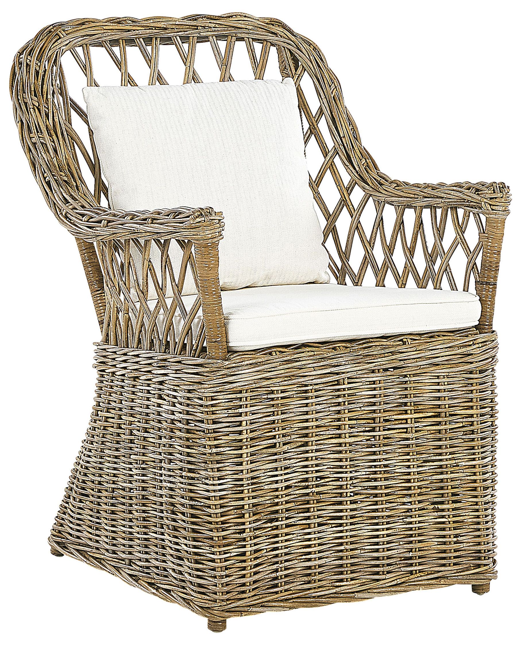 Set of 2 Garden Armchairs with Cushions MAROS Rattan Natural
