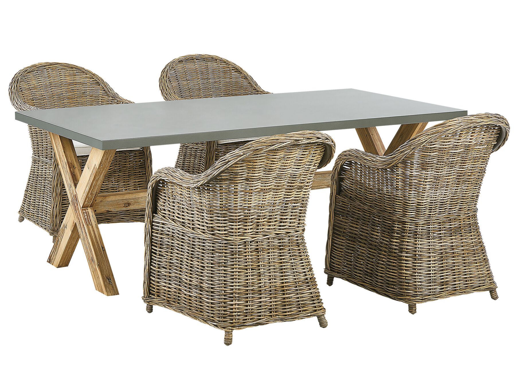 Garden Dining Set 4 Seater SUSUA/OLBIA with Cushions Concrete Light Brown