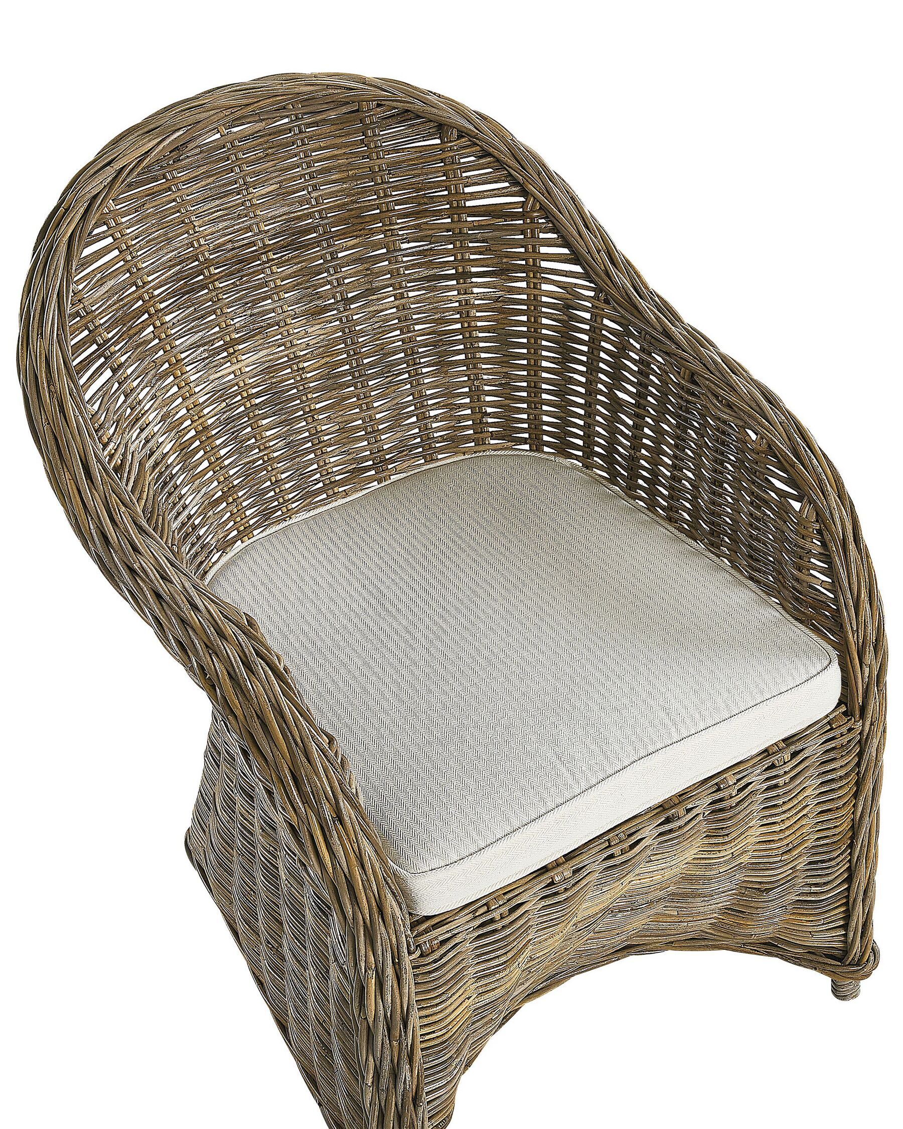 set of 2 garden armchairs with cushions susua rattan natural