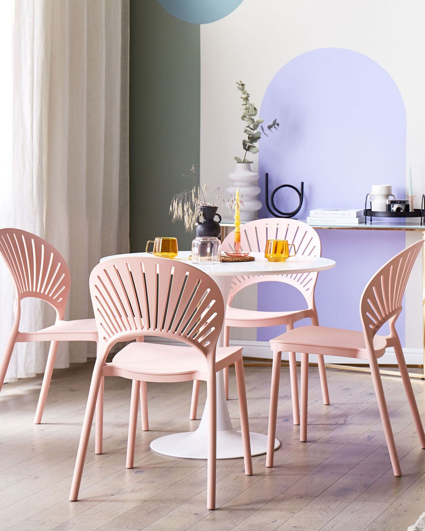 Set of 4 Garden Chairs OSTIA Pastel Pink