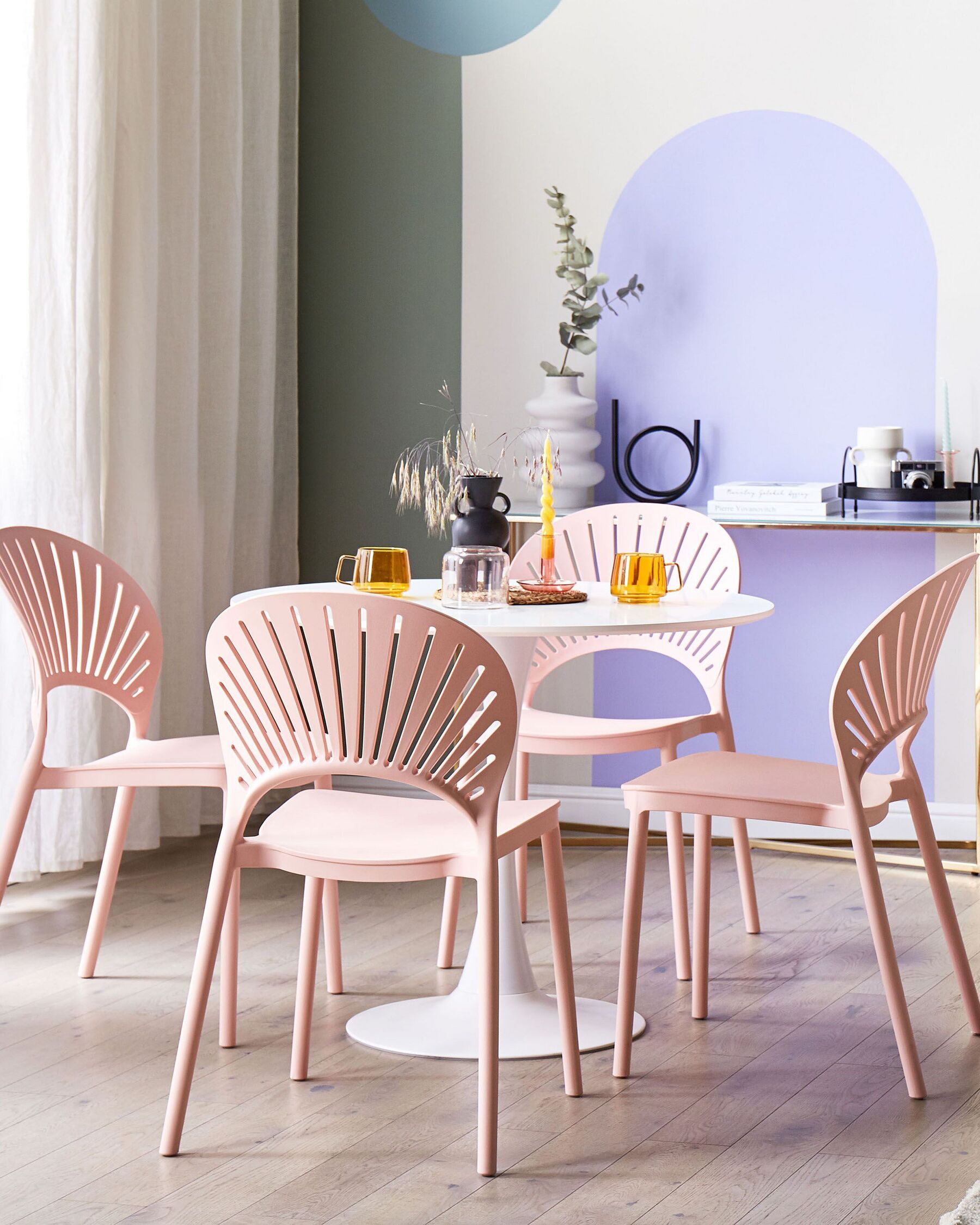 Set of 4 Garden Chairs OSTIA Pastel Pink