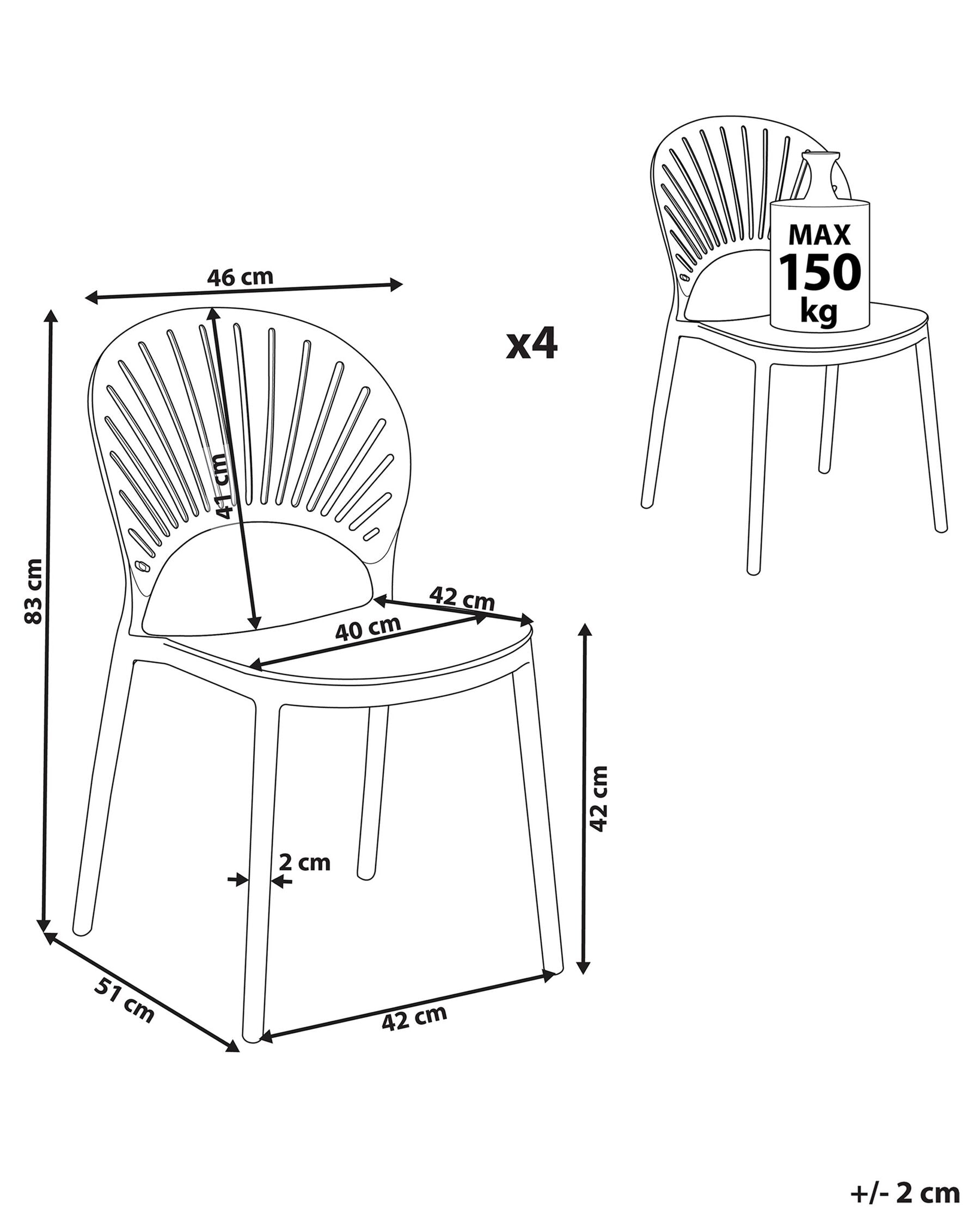 Set of 4 Garden Chairs OSTIA Pastel Pink
