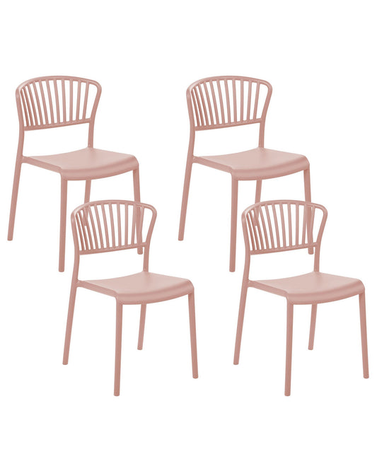 Set of 4 Garden Chairs GELA Pastel Pink