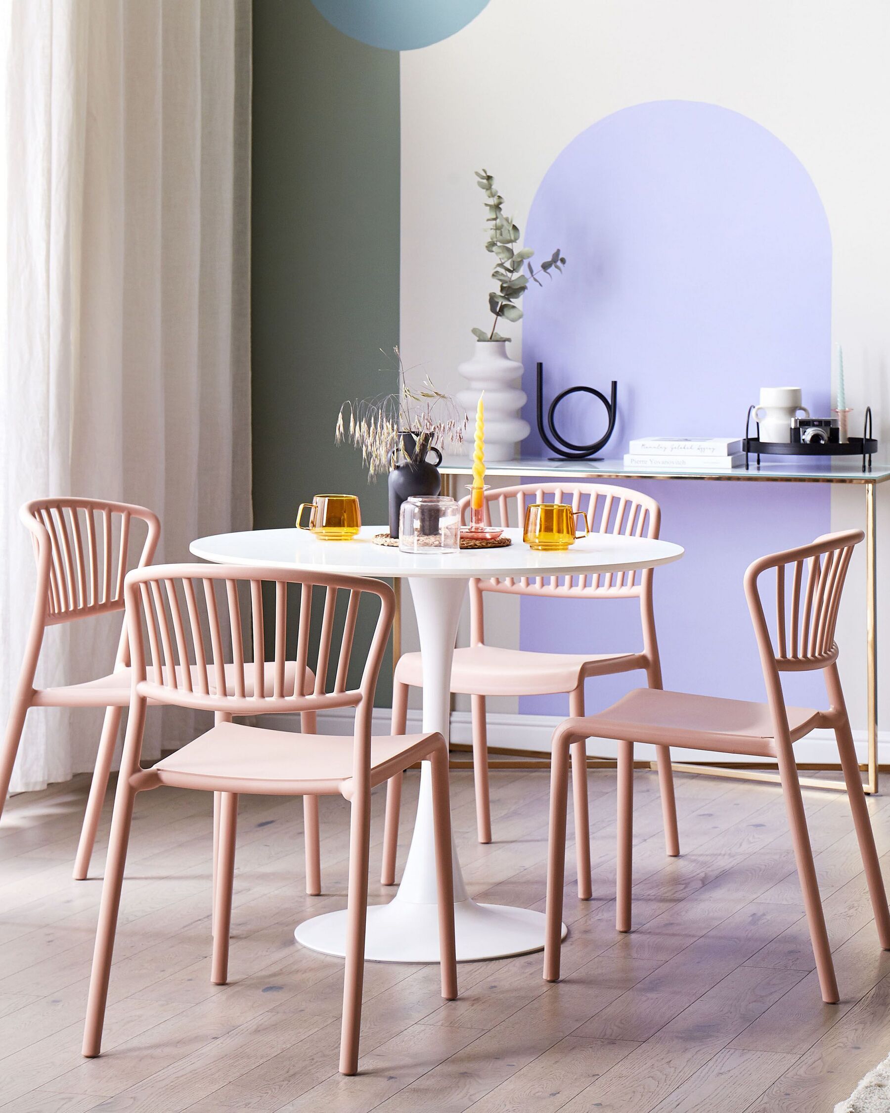 Set of 4 Garden Chairs GELA Pastel Pink