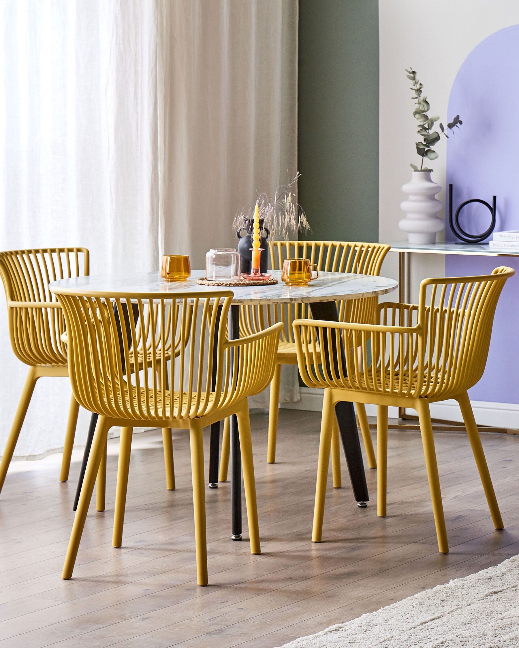 Set of 4 Garden Chairs PESARO Yellow
