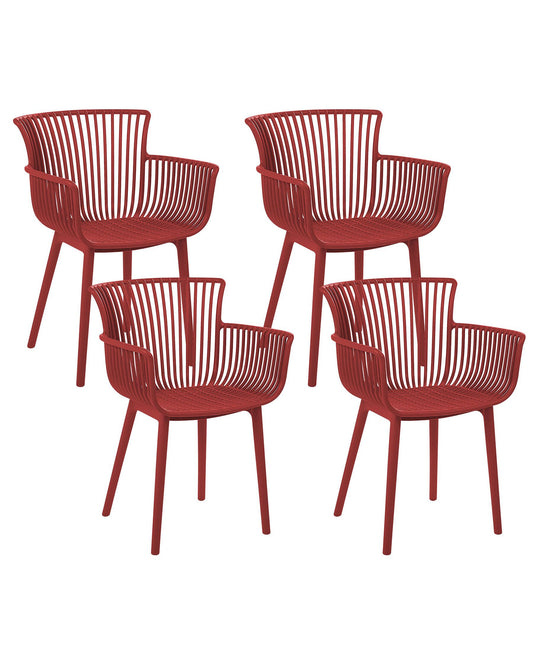Set of 4 Garden Chairs PESARO Red