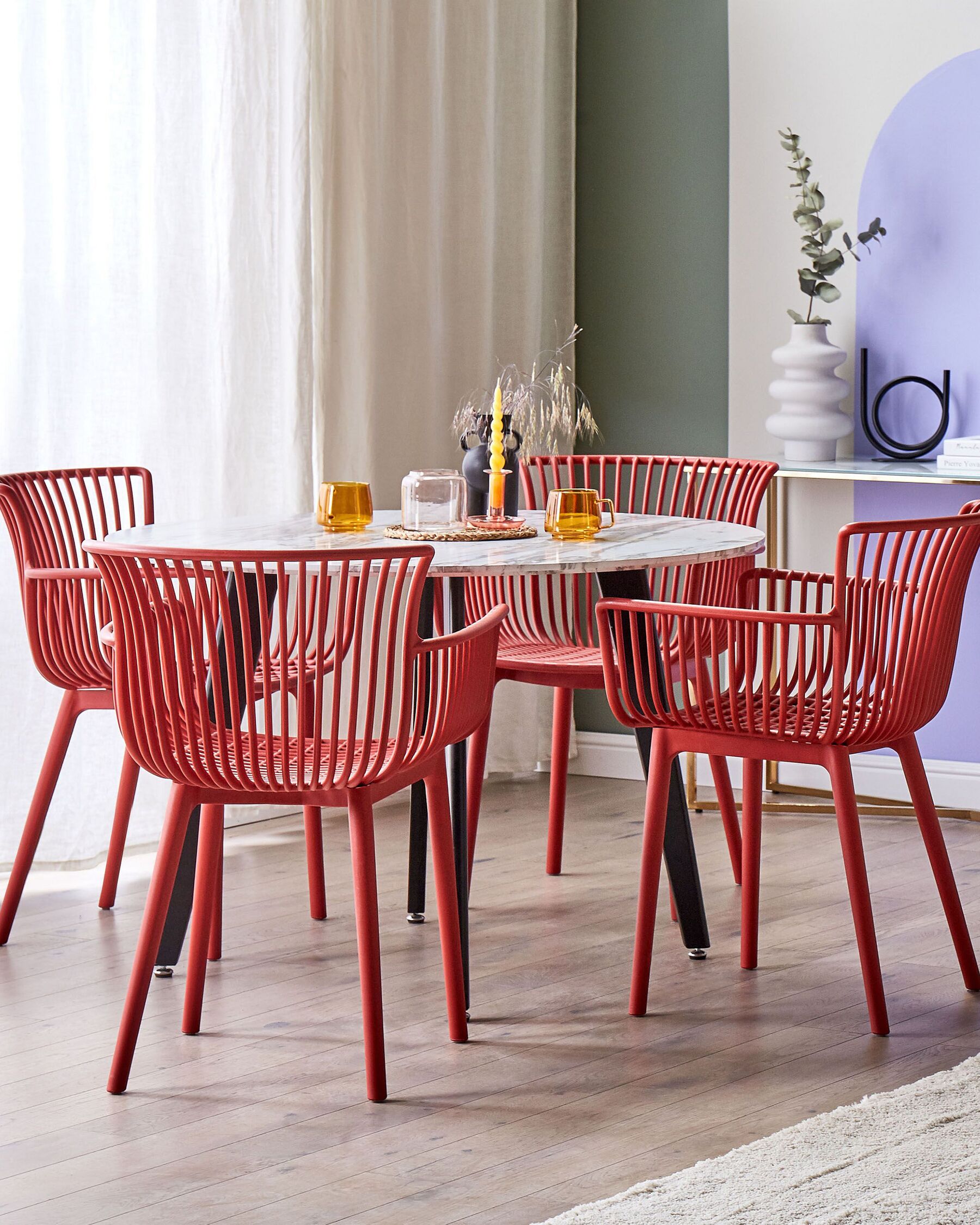 Set of 4 Garden Chairs PESARO Red