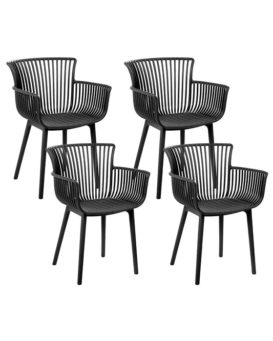 Set of 4 Garden Chairs PESARO Black