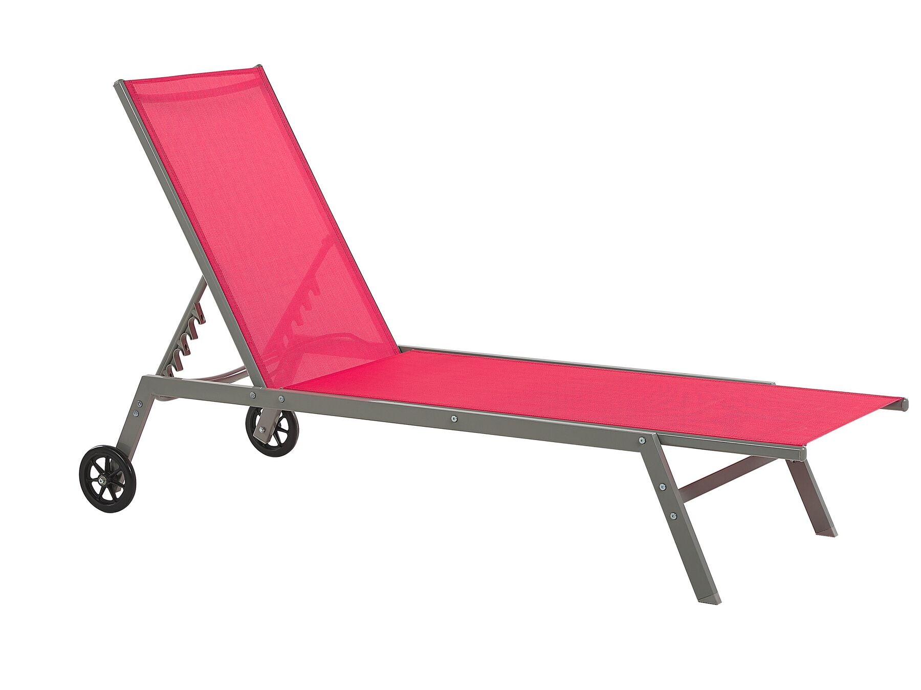 Steel Garden Sun Lounger with Wheels Red LEVANZO