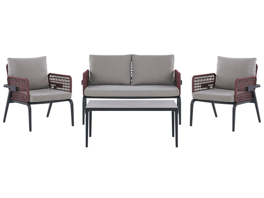 Garden Lounge Set with Table 4 Seater SCIACCA Metal Grey