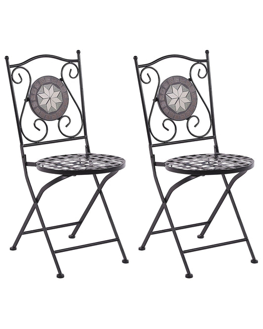 Set of 2 Garden Chairs CARIATI Metal Black