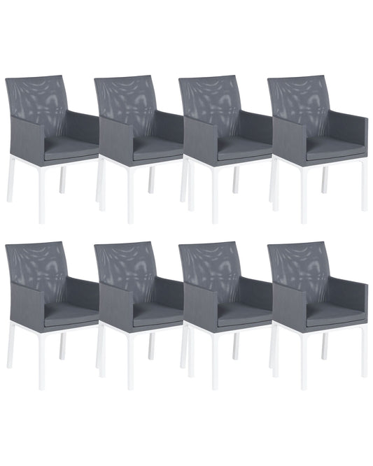 Set of 8 Chairs BACOLI Fabric Dark Grey