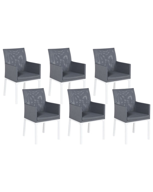 Set of 6 Garden Chairs BACOLI Fabric Dark Grey