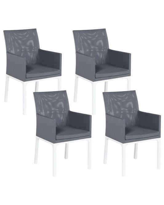 Set of 4 Garden Chairs BACOLI Fabric Dark Grey