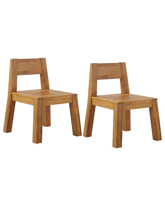 Set of 2 Garden Chairs LIVORNO Acacia Wood Brown