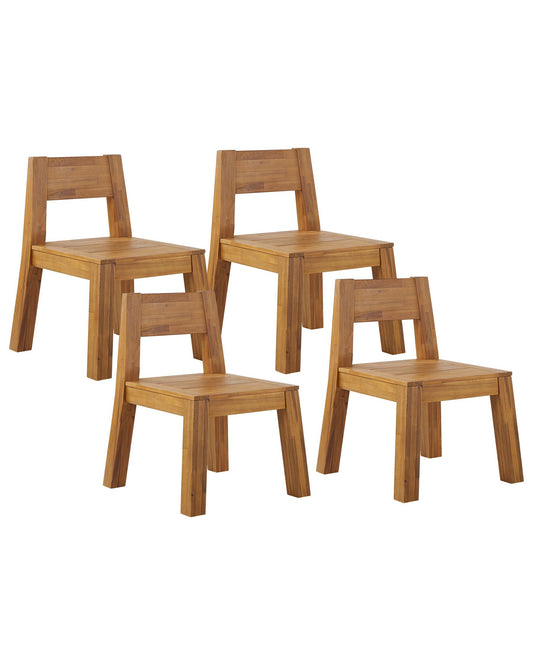 Set of 4 Garden Chairs LIVORNO Acacia Wood Brown