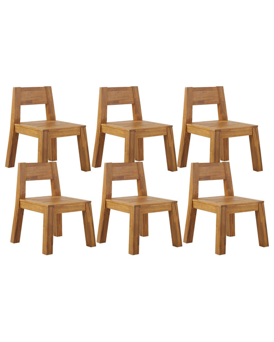 Set of 6 Garden Chairs LIVORNO Acacia Wood Brown