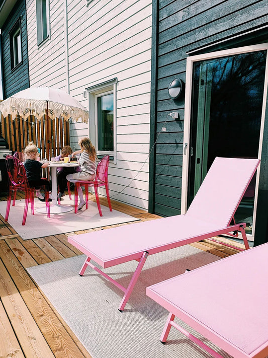 Aluminium Reclining Sun Lounger Pink PORTOFIN