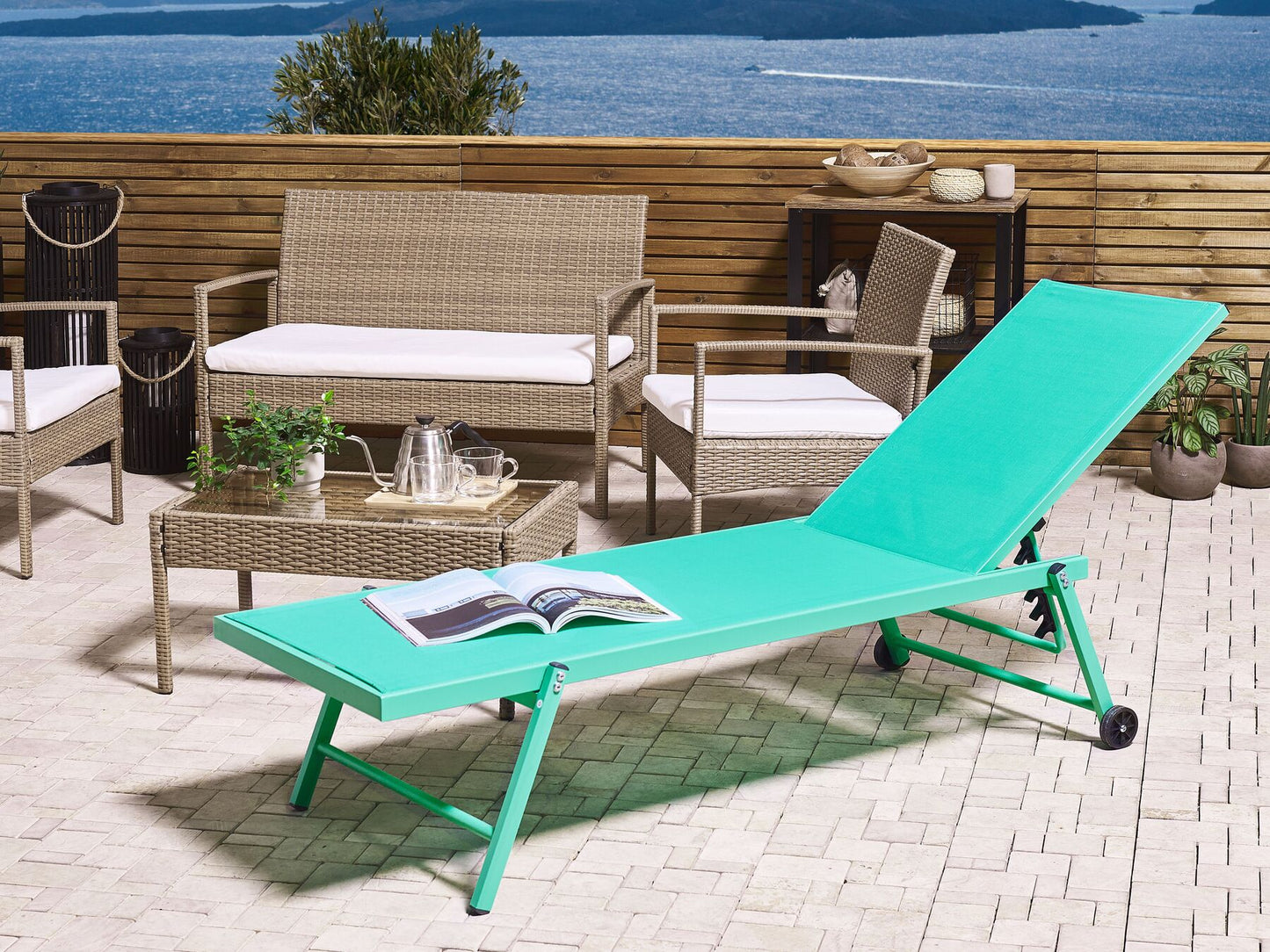 Aluminium Reclining Sun Lounger Turquois PORTOFINO