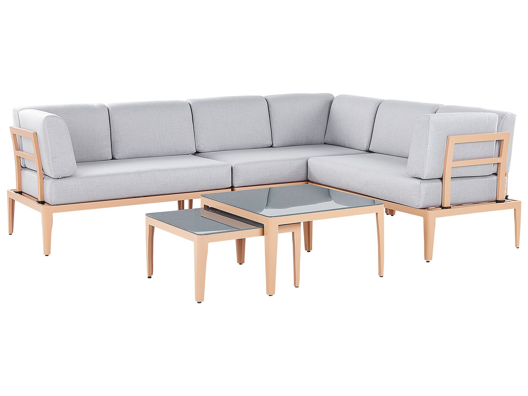 Garden Corner Sofa with Table 6 Seater RIMA III Left Hand Modular Metal Grey