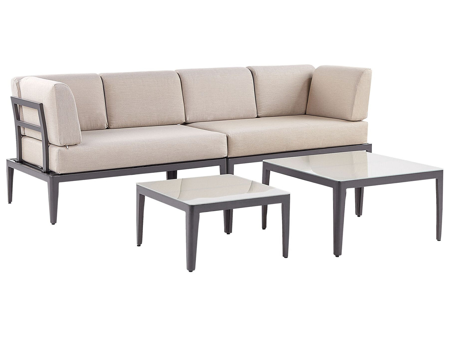 Garden Corner Sofa with Table 6 Seater RIMA III Left Hand Modular Metal Beige